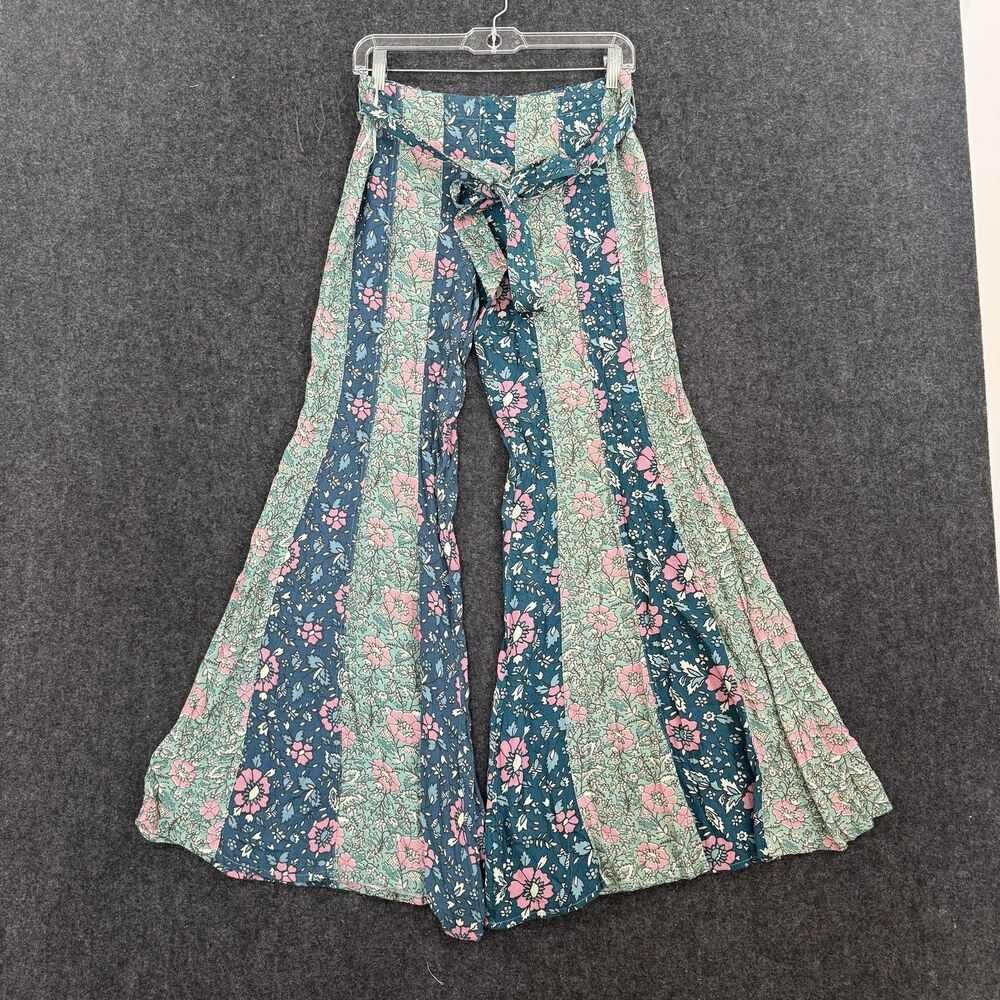 Free People Pants Women's XS Multicolor Floral Wide Leg Boho Belted Print